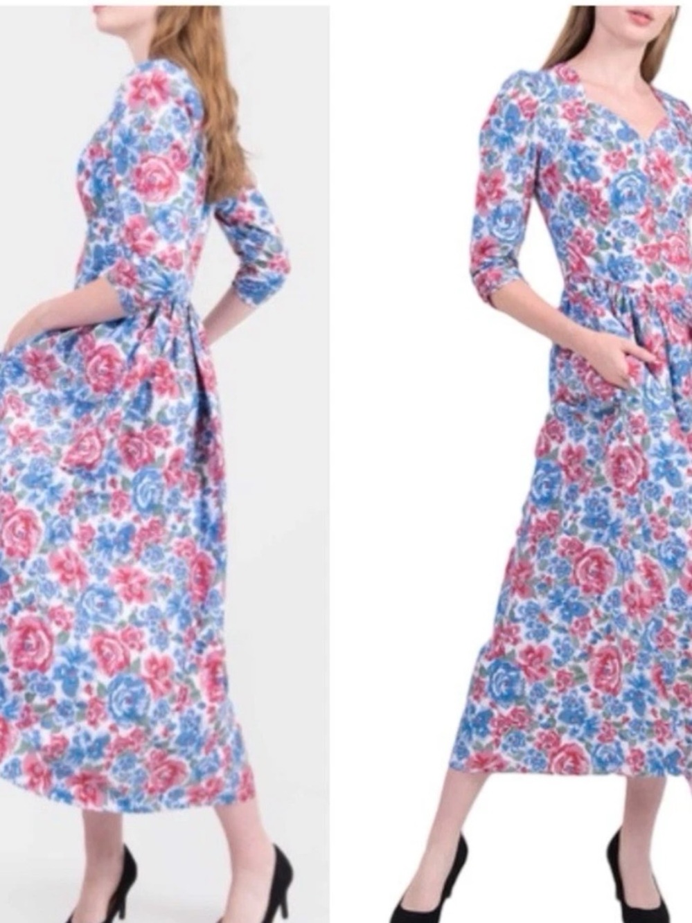 Batsheva Floral Print Cotton Poplin Embroidered Maxi Dress Cottagecore Boho NEW - Picture 16 of 16